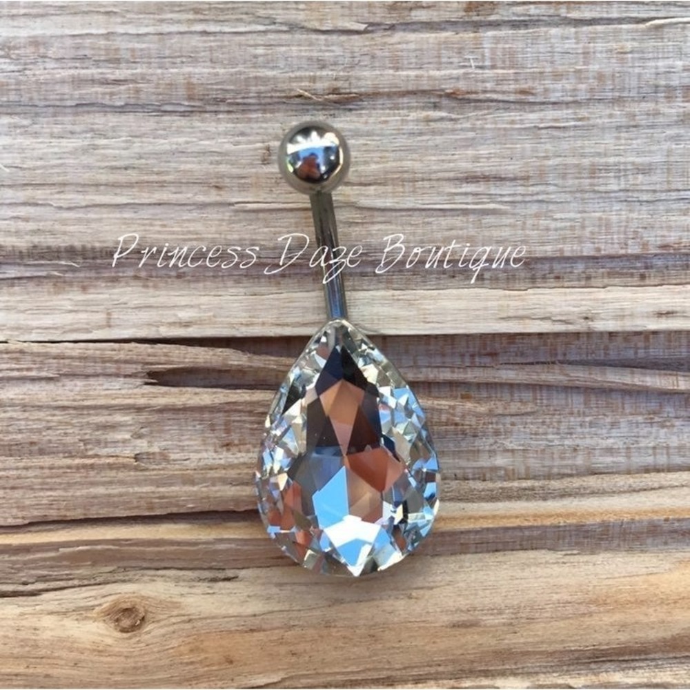 Diamond‎ Teardrop Belly Button Ring